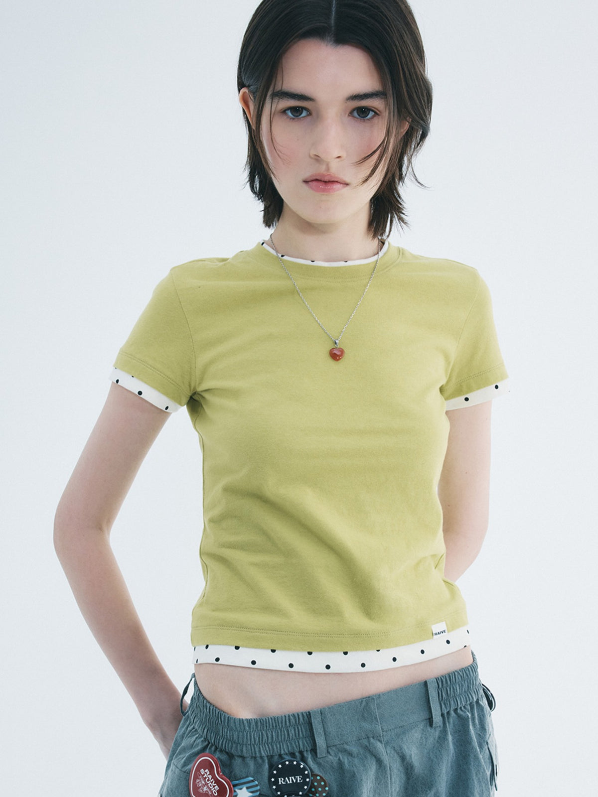 Raive Dot Layered Two-tone T-shirts