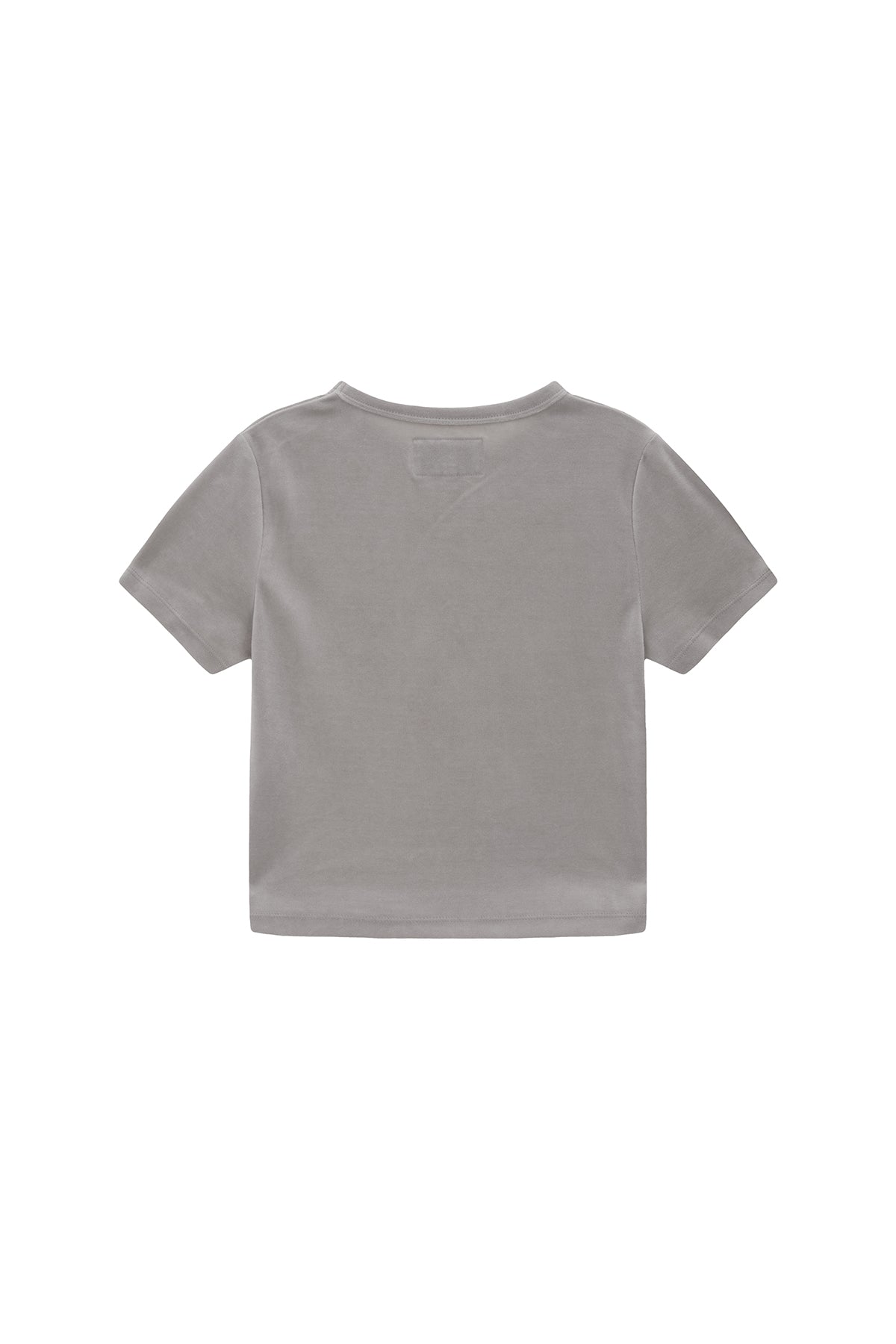 [matinkim] LOGO EMBOSS VELVET CROP TOP IN LIGHT GREY