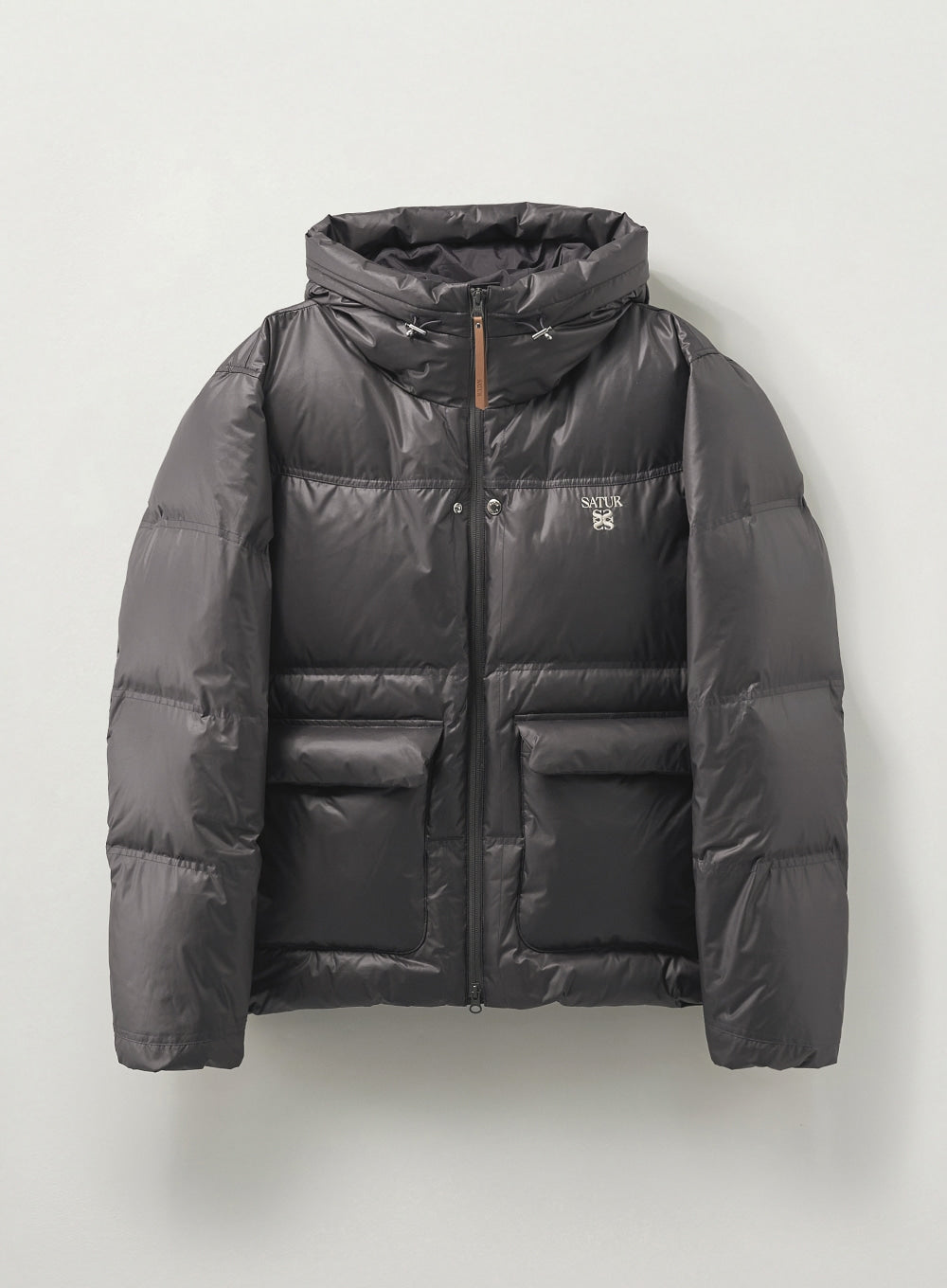 [satur] Hooded Puffer Duck Down Padding - Charcoal