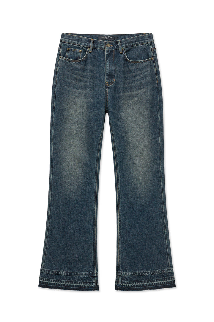 Matinkim Washed Flare Denim Pants For Men IN Blue