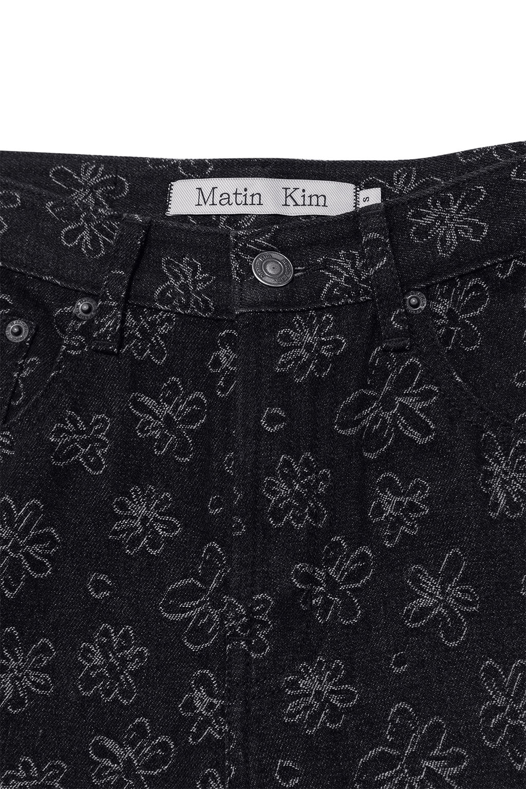 [matinkim] Flower Pattern Flare Denim Pants IN Black
