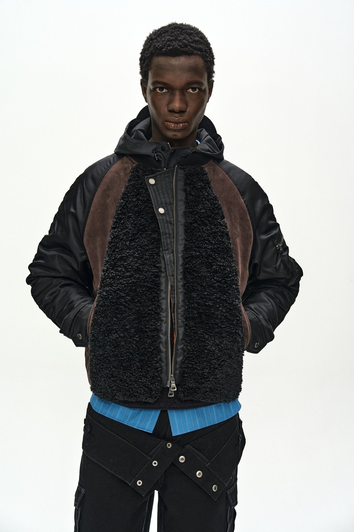 Andersson Bell Fur Nylon Raglan Bomber Jacket