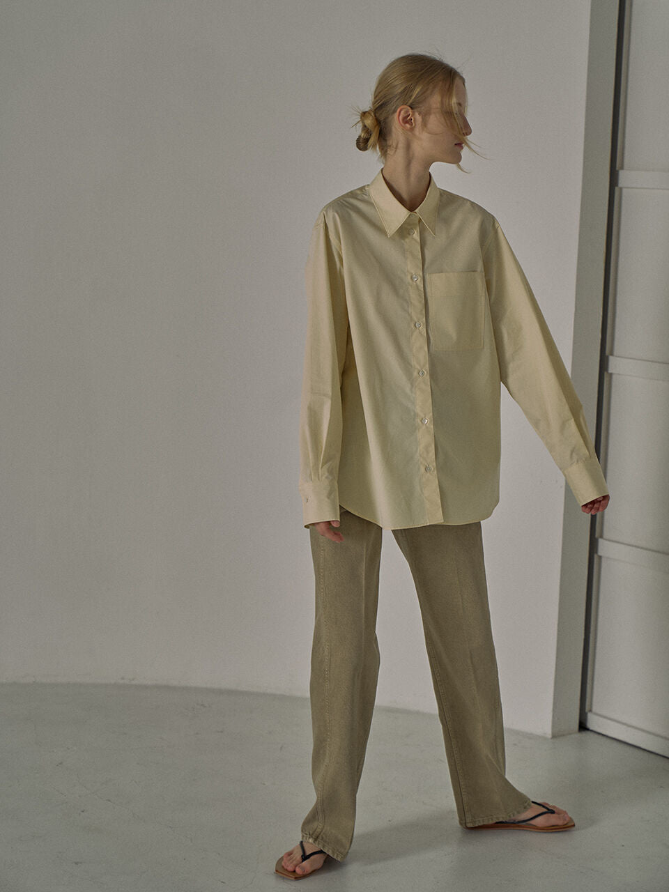 Facade Pattern Oversized Poplin Shirt butter