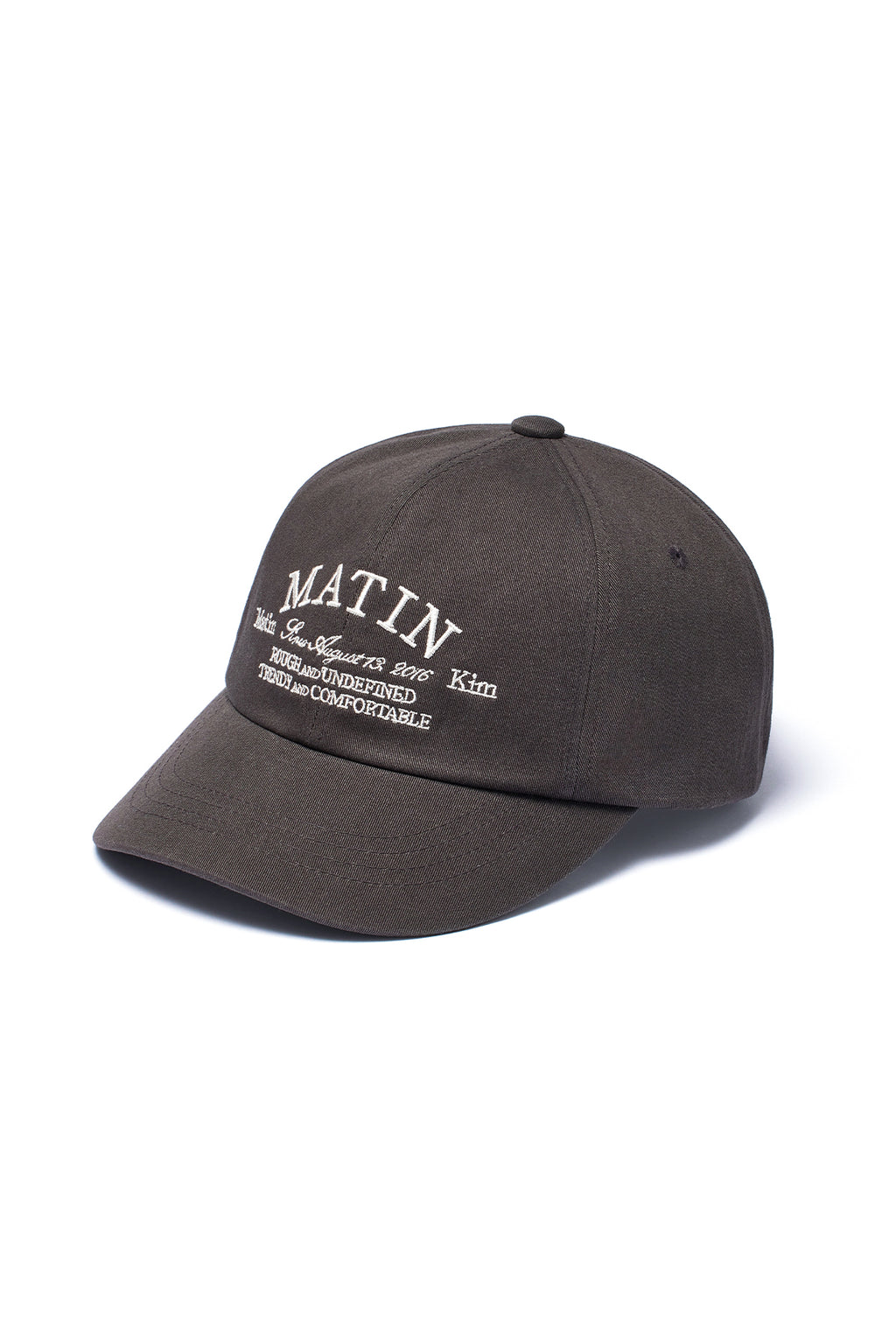 [matinkim] LETTERING FLAT BRIM CAP IN CHARCOAL