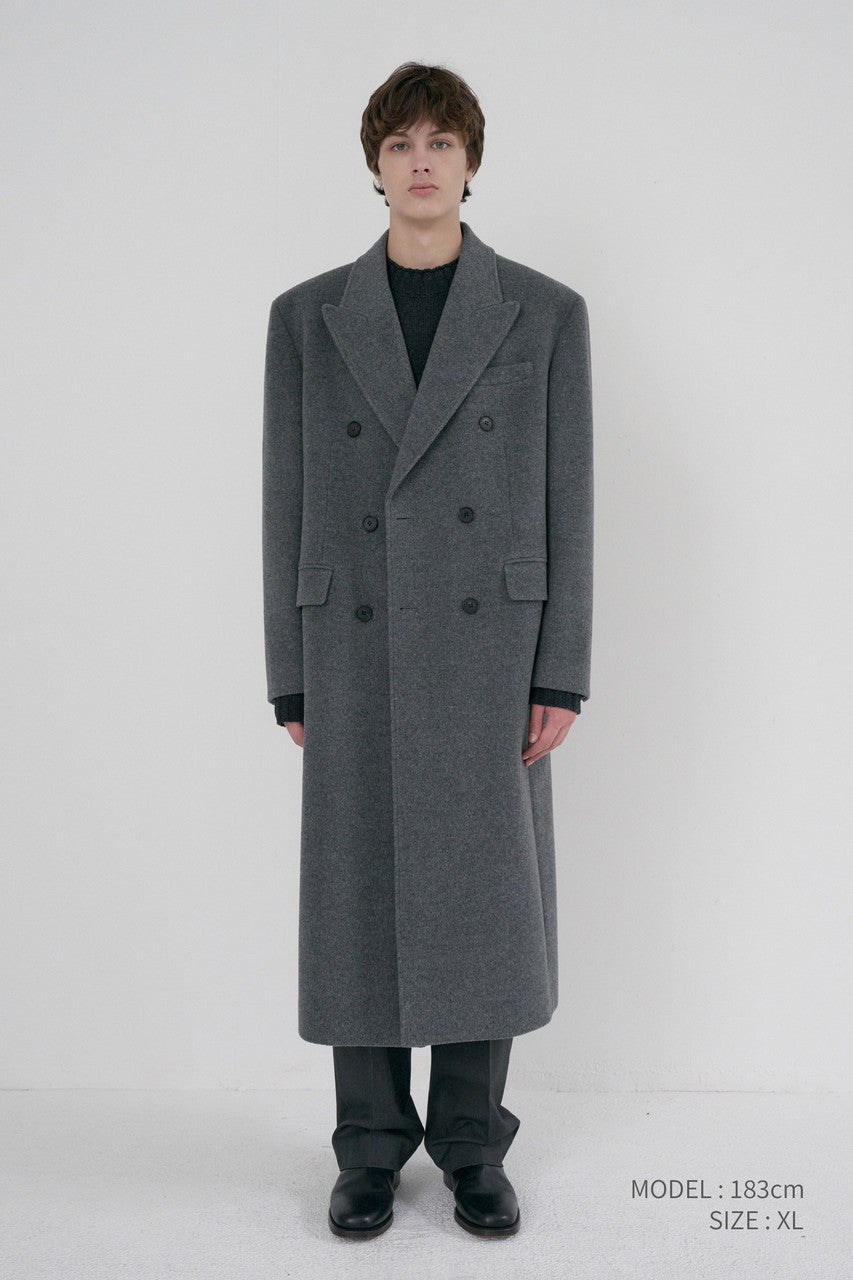 Dunst Unisex Tailored Double-Breasted Cashmere Coat Melange Grey
