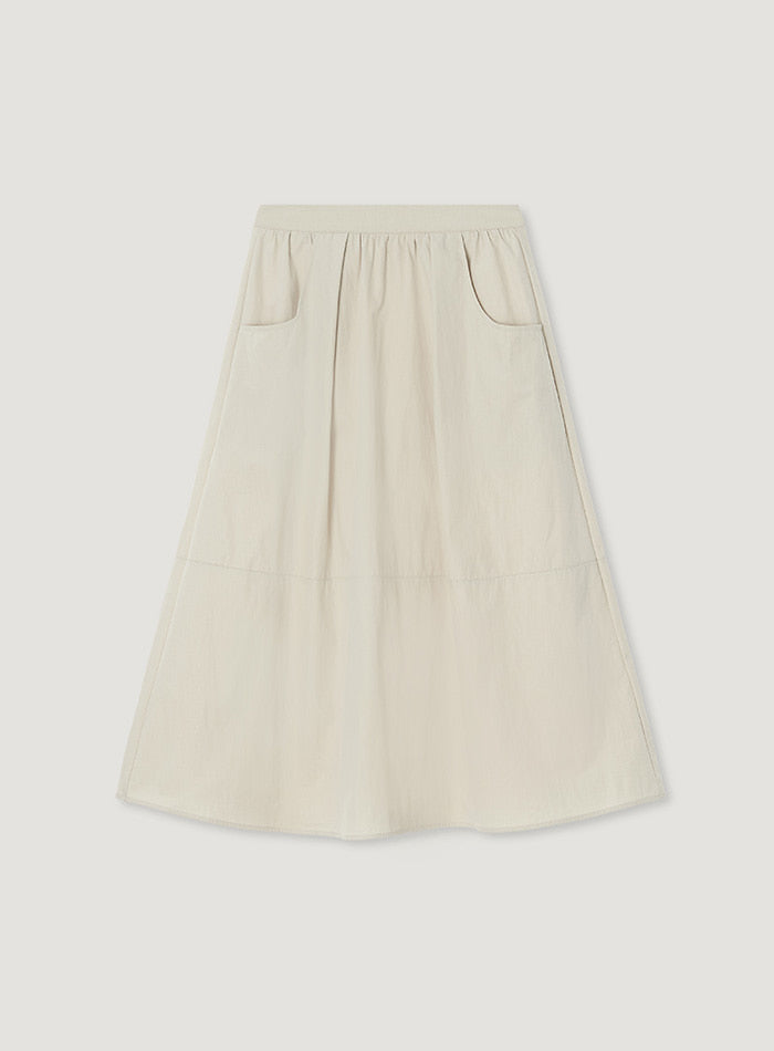 Mango Maniplease Miyu Shirring Skirt Cream