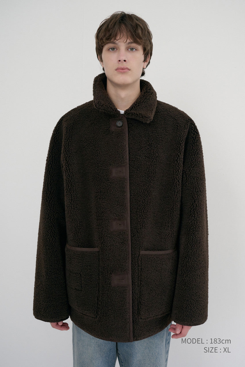 Dunst Unisex Reversible Soft Shearling Half Jacket Dark Brown