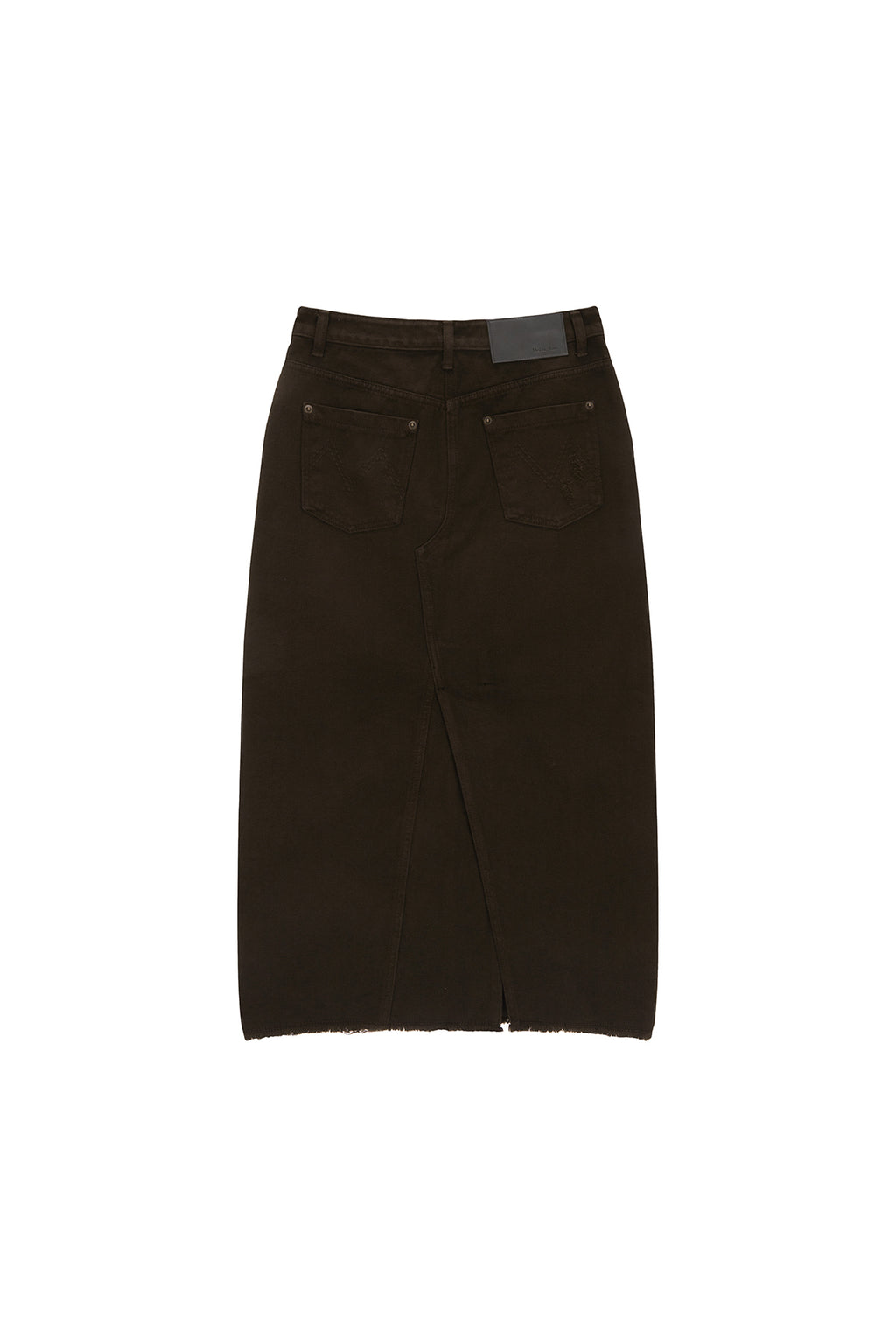 [matinkim] UNBALANCE DAMAGE DENIM SKIRT IN KHAKI