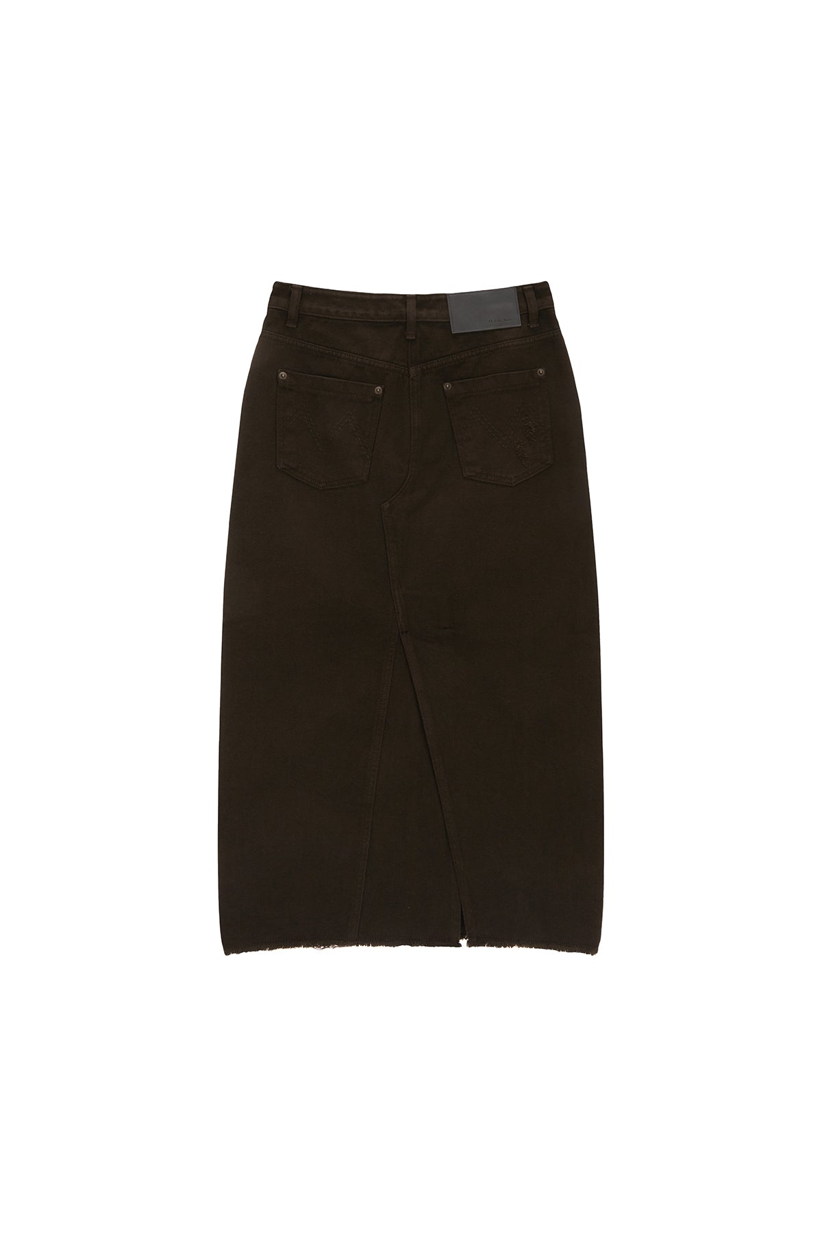 [matinkim] UNBALANCE DAMAGE DENIM SKIRT IN KHAKI