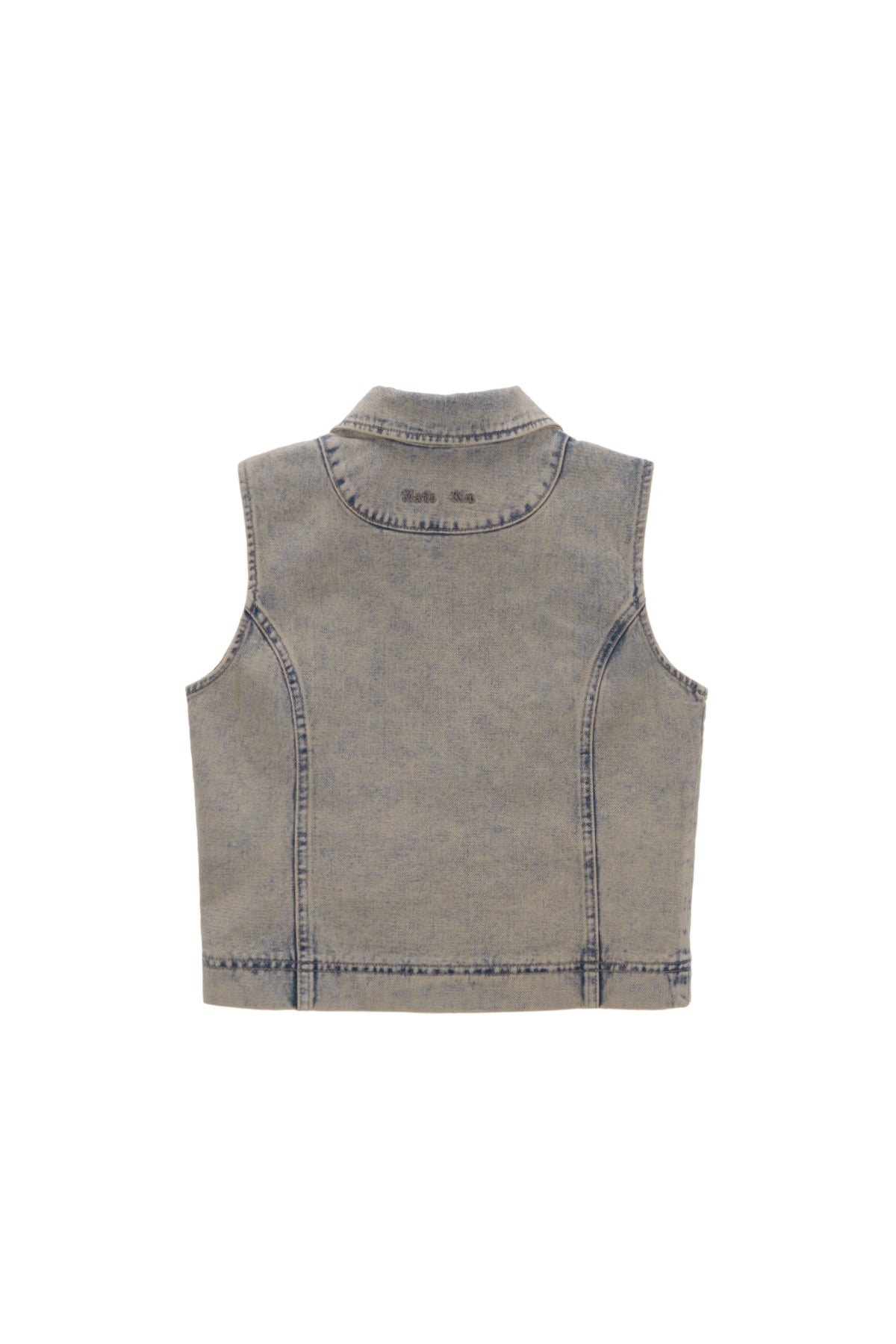 Matinkim Slim Zip UP Denim Vest IN Beige