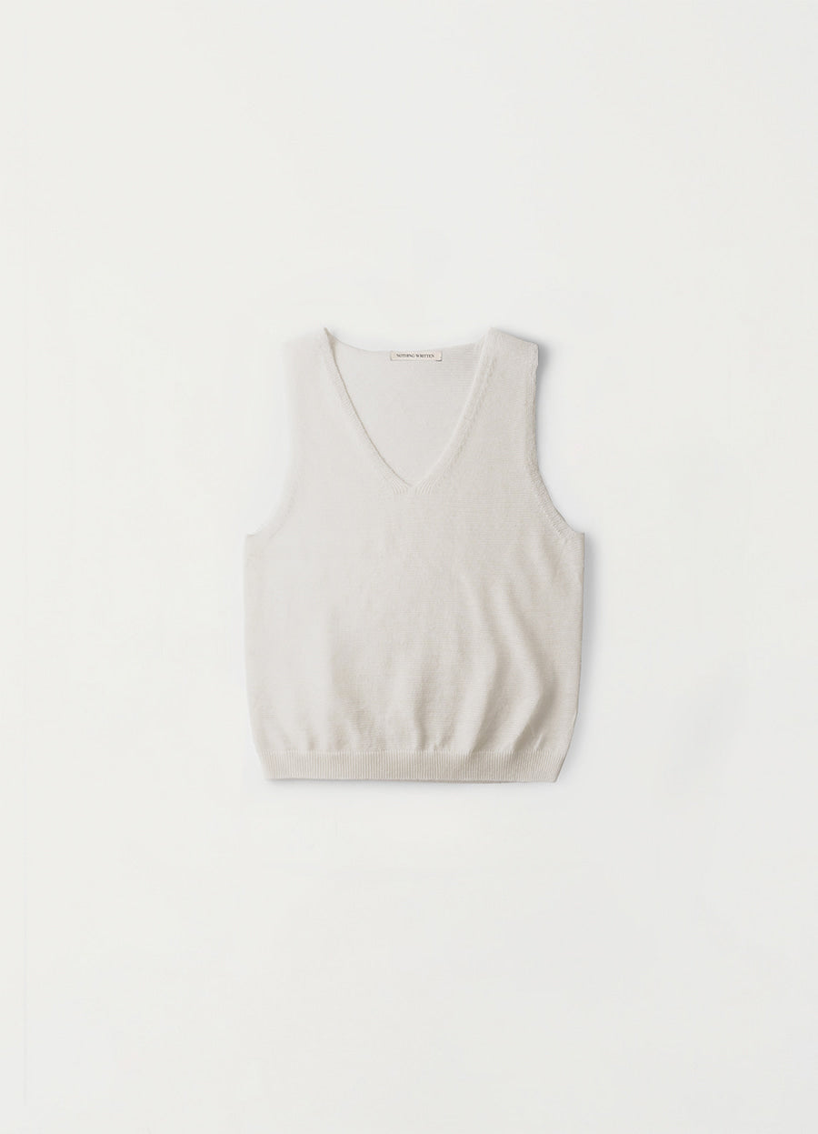 Nothing Written Cosi sleeveless knit top (set) (Pearl white)