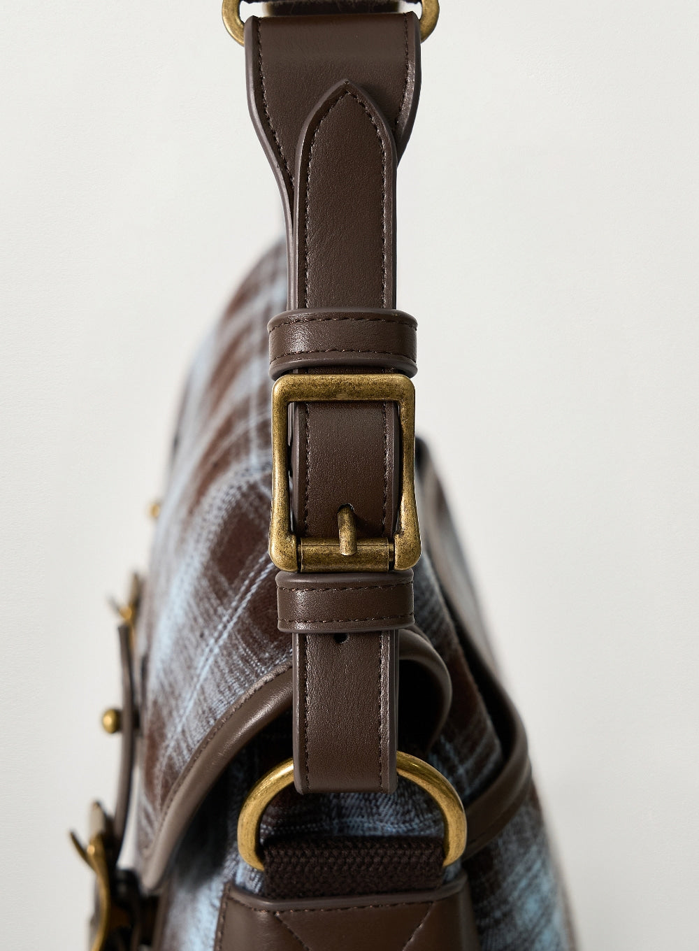 [satur] Classic Check Shoulder Bag - Blue