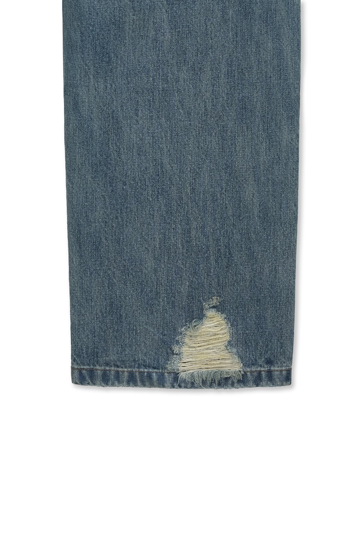 [matinkim] VINTAGE WASHED DOUBLE KNEE DENIM PANTS FOR MEN IN BLUE