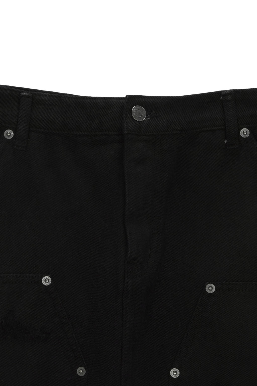 [matinkim] UNBALANCE DAMAGE DENIM SKIRT IN BLACK