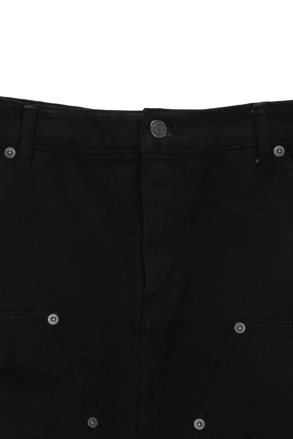 [matinkim] UNBALANCE DAMAGE DENIM SKIRT IN BLACK