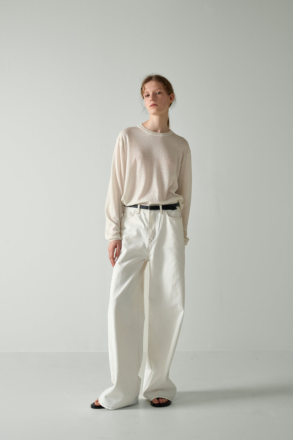 Facade Pattern Classic Wide Denim off white