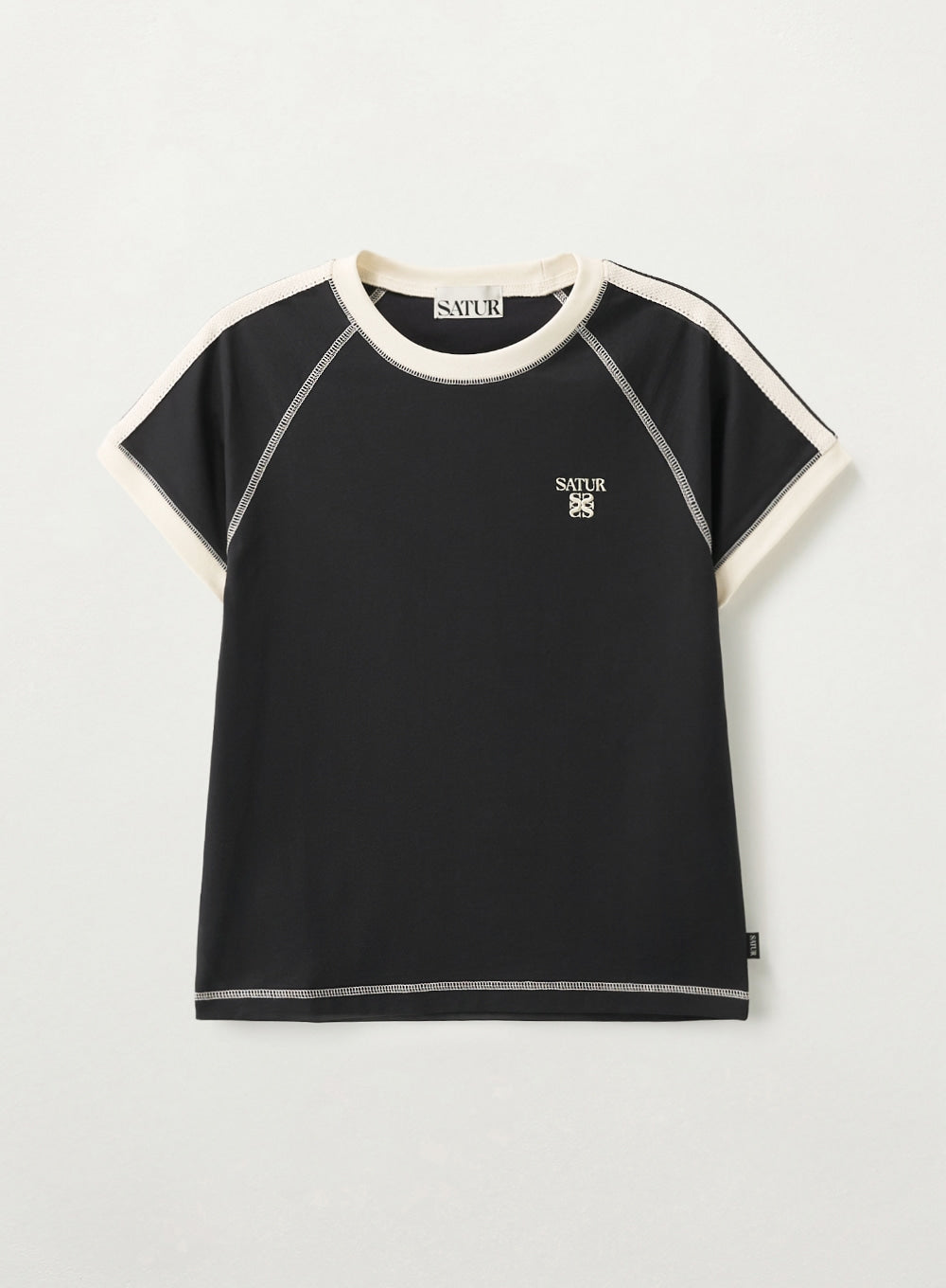 Satur (W) Lawton Stitch Ringer T-Shirt - Black