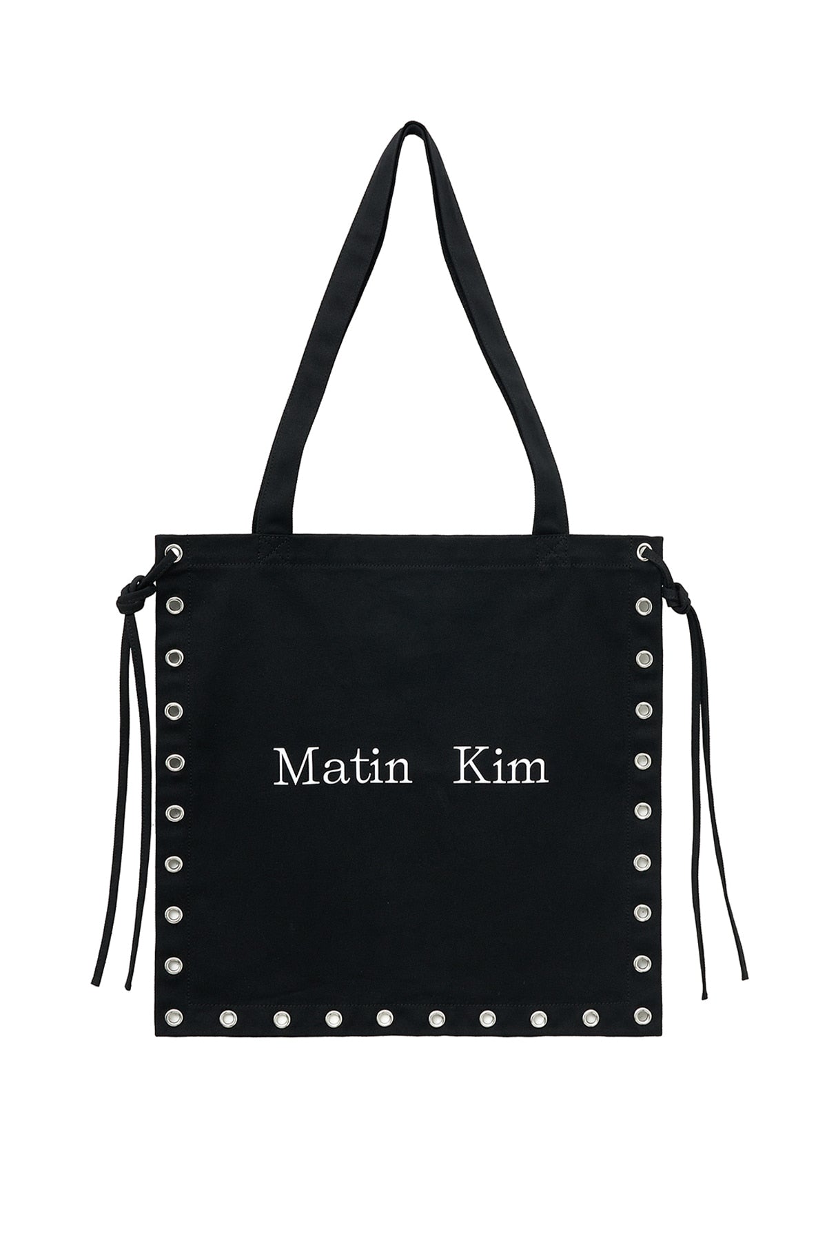 matinkim EYELET LOGO CANVAS ECOBAG IN BLACK