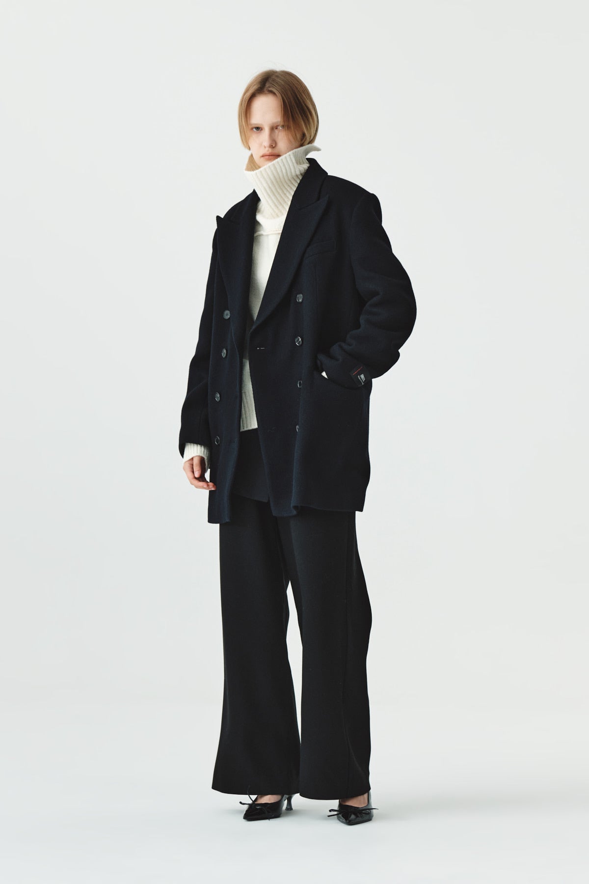 Matinkim Overfit Midi Double Coat IN Navy