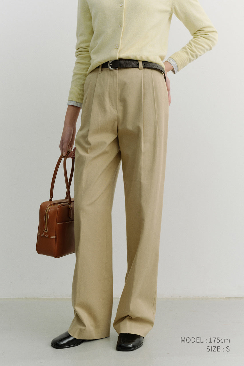 Dunst Double Pleated Chino Slacks Beige