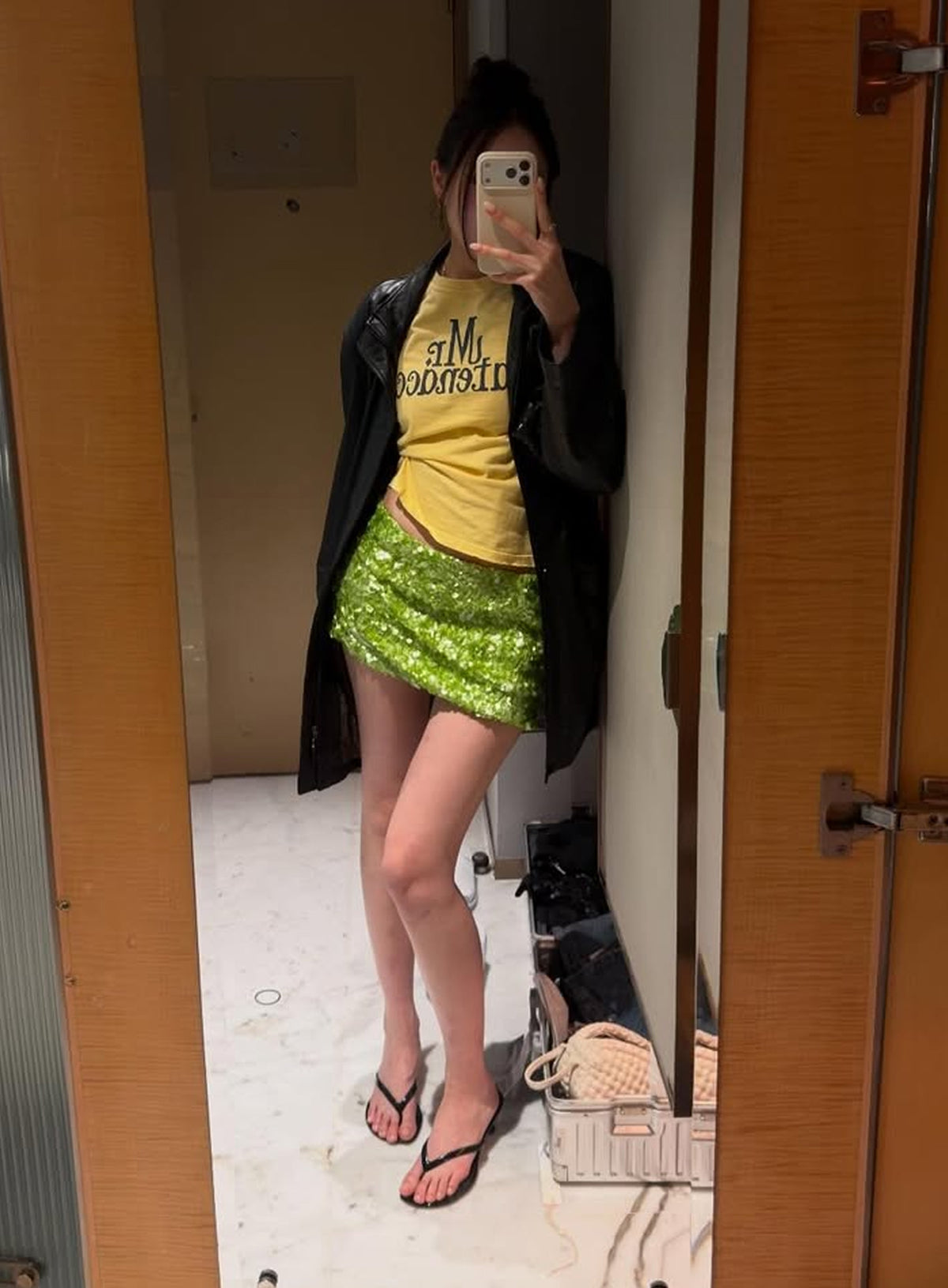 GLOWNY Twinkle Mini Skirt (Green)