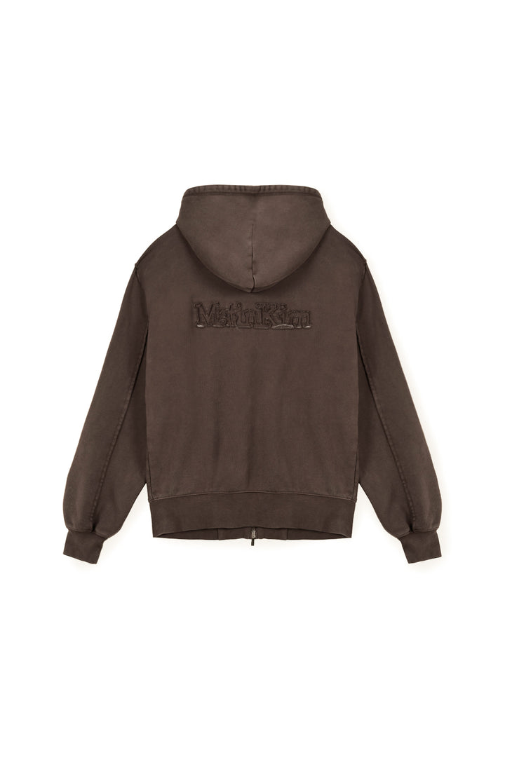 Matinkim Back Logo Washed Hoody Zip UP For Men IN Cocoa