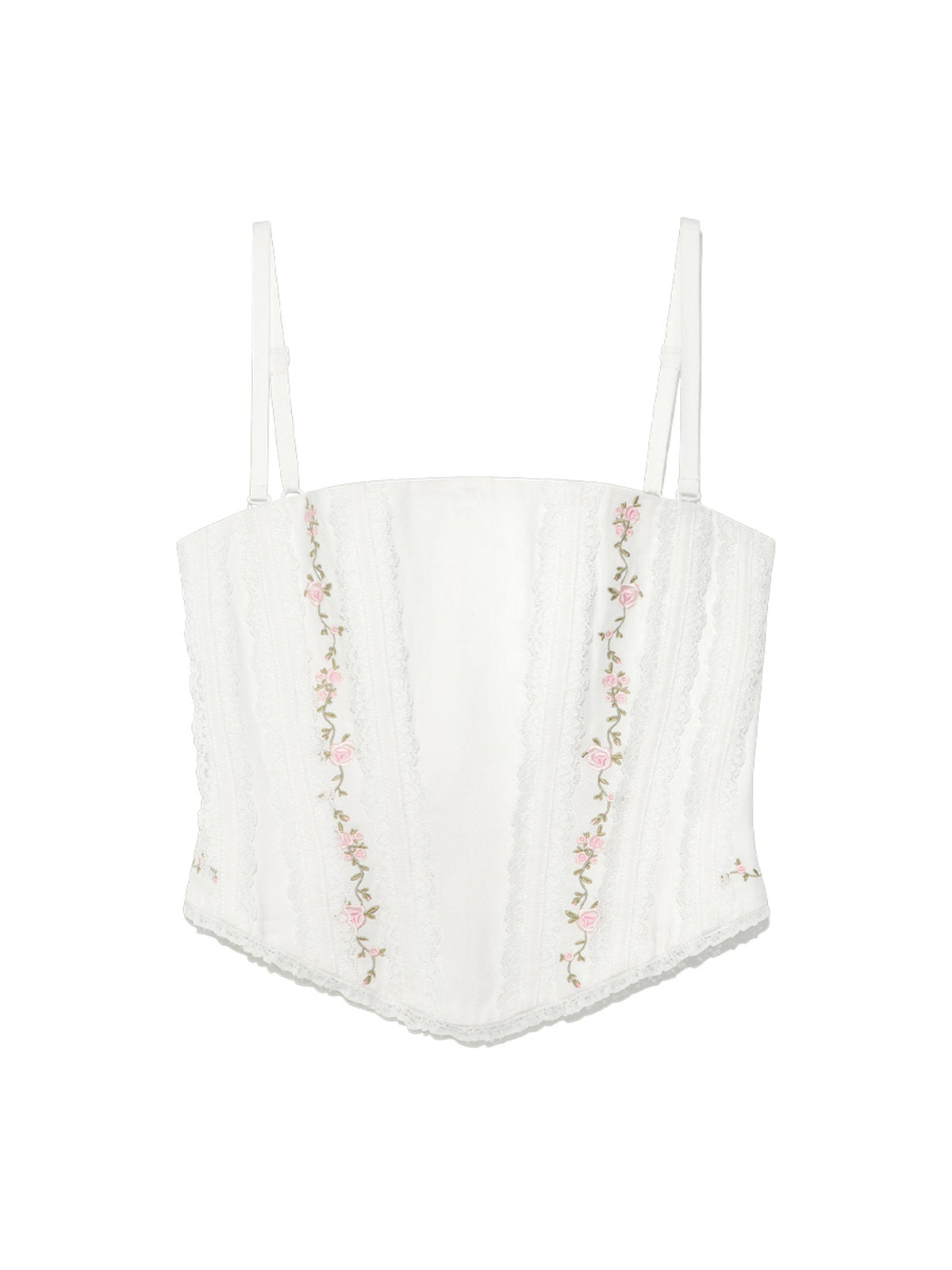 GLOWNY Lace Rose Corset Top (White)