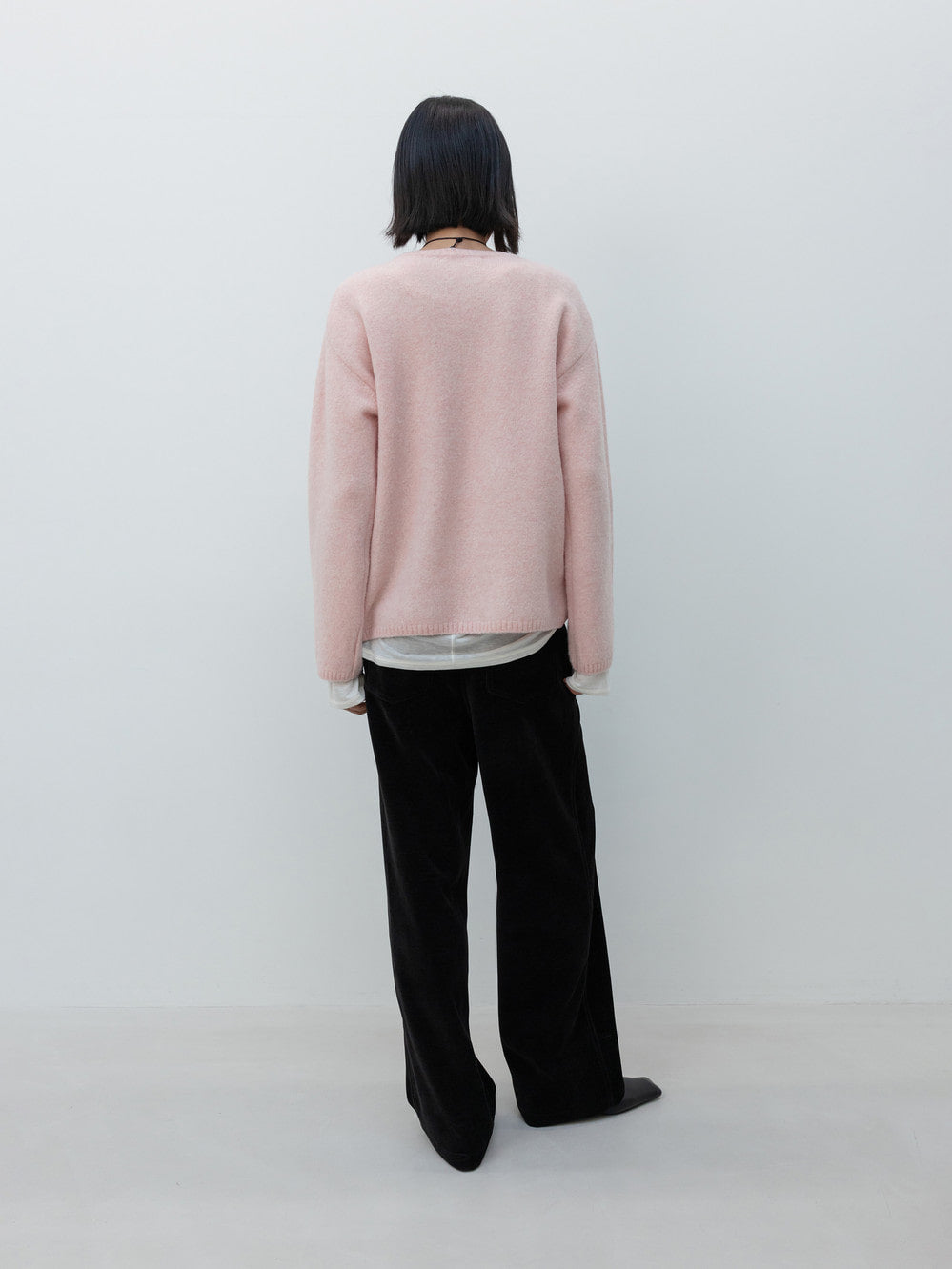 Low Classic Round Neck Wool Pullover Pink