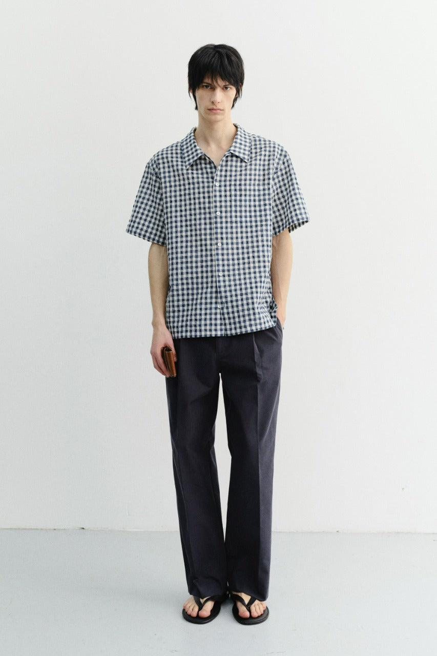 Dunst Unisex Checked Pajama Shirt Navy Check