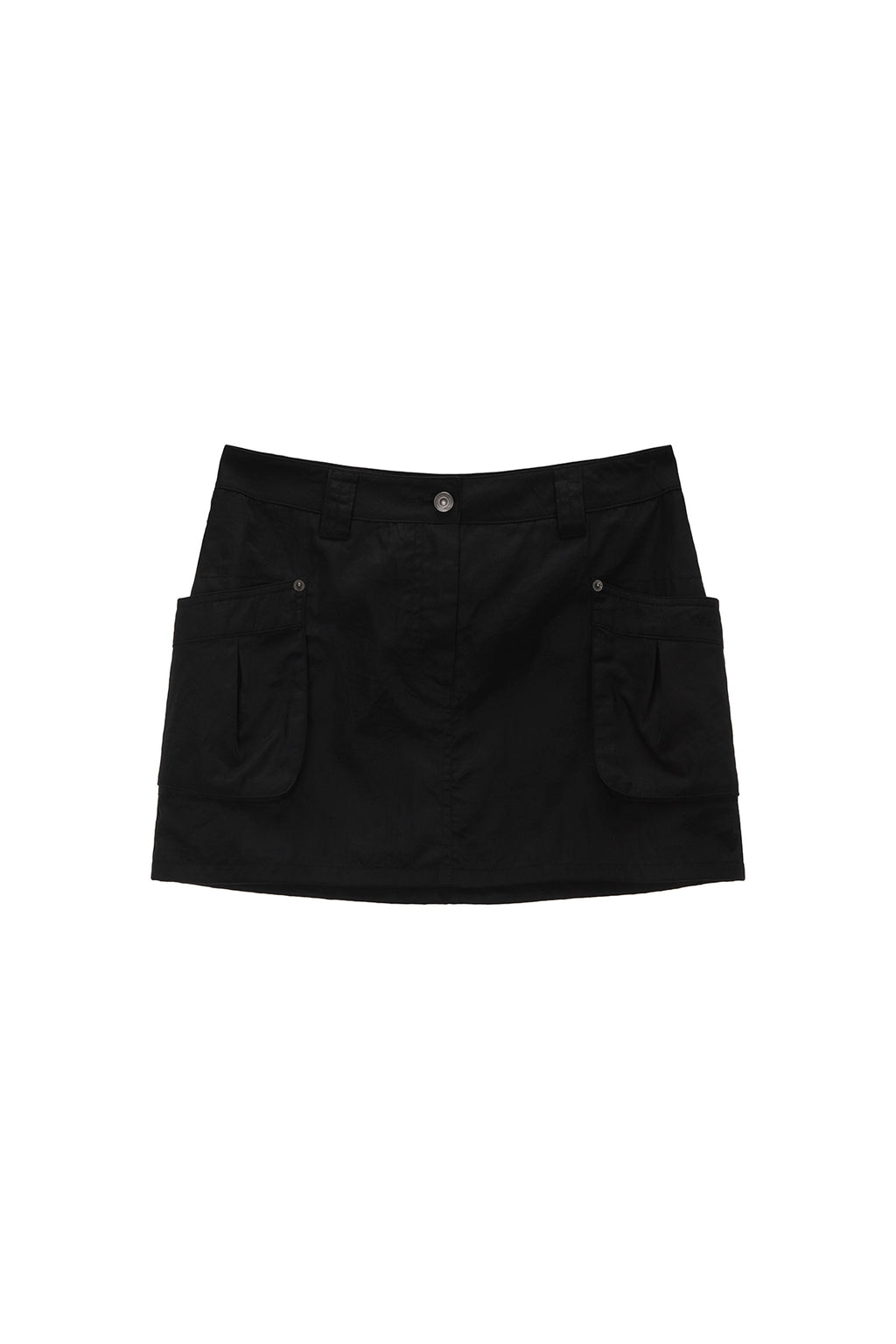 Matinkim Lowrise Nylon Cargo Mini Skirt IN Black