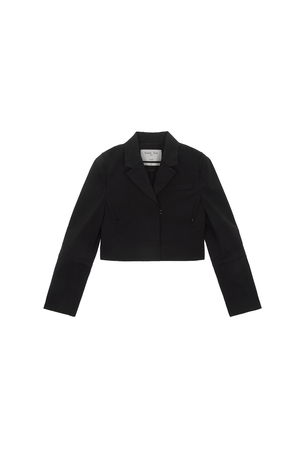 Matinkim Zipper Point Linen Crop Jacket IN Black