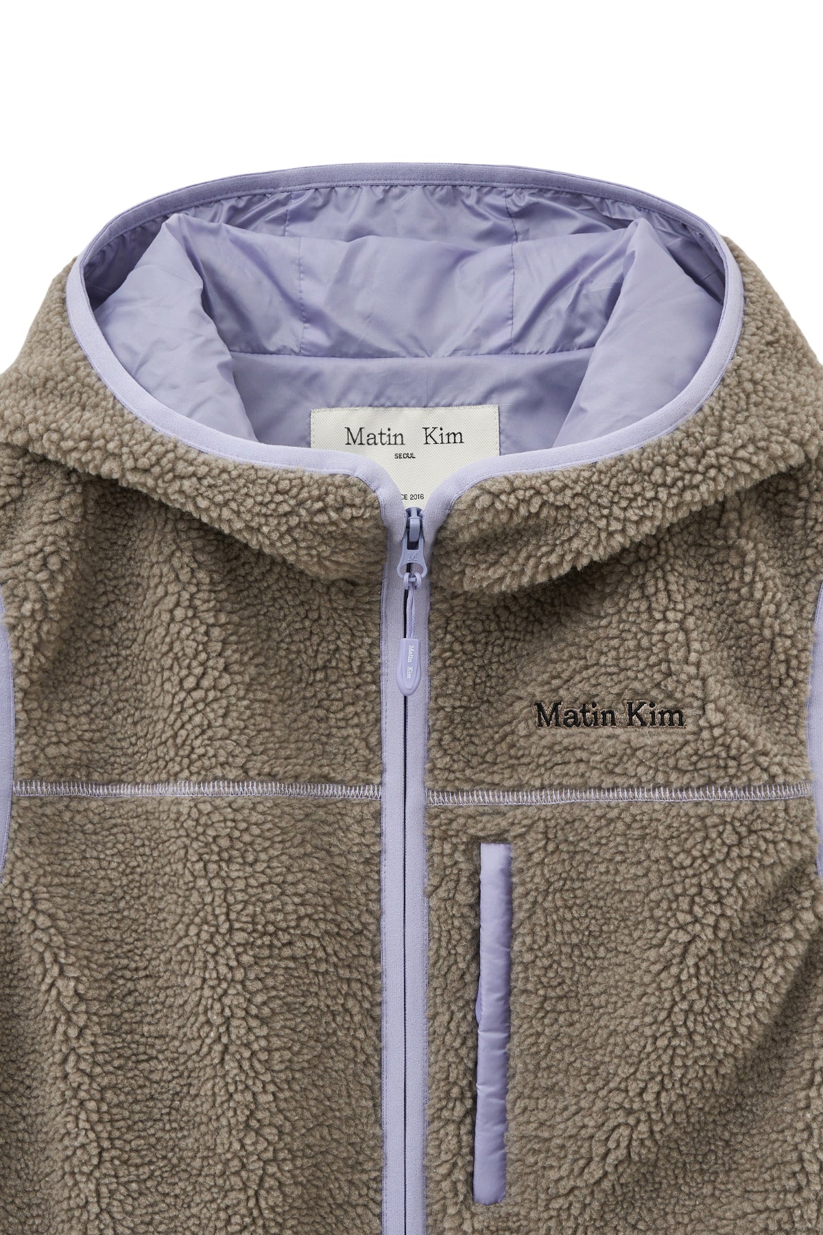 [matinkim] FLEECE HOODY VEST IN GREY