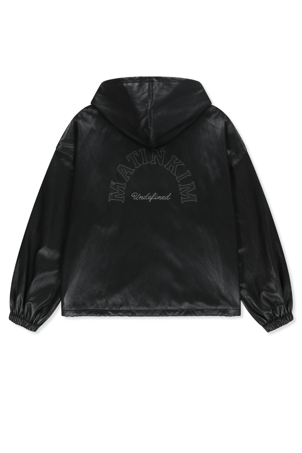 Matinkim Faux Leather Applique Logo Hoody Jumper IN Black
