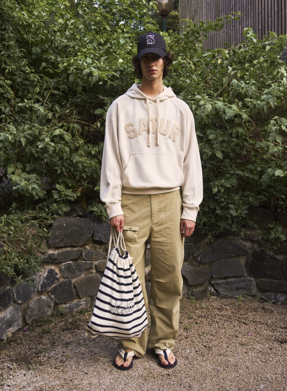Satur Lugo Panel Hoodie - Cream