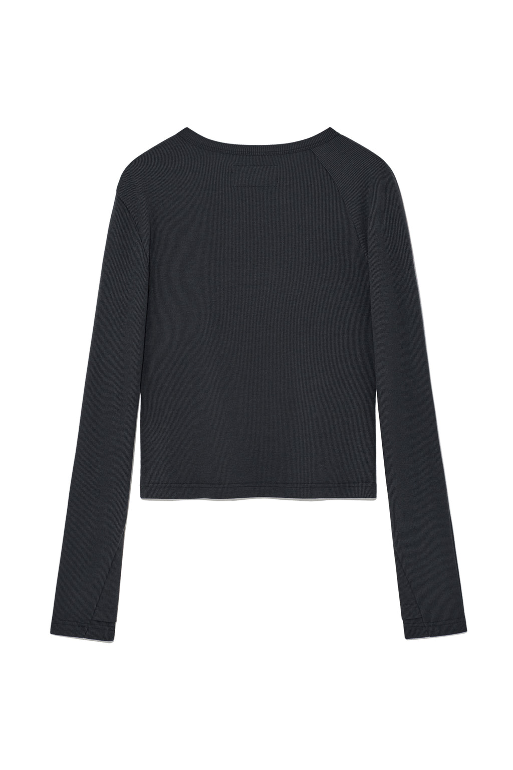 [matinkim] FINGER HOLE LOGO PRINTING TOP IN CHARCOAL