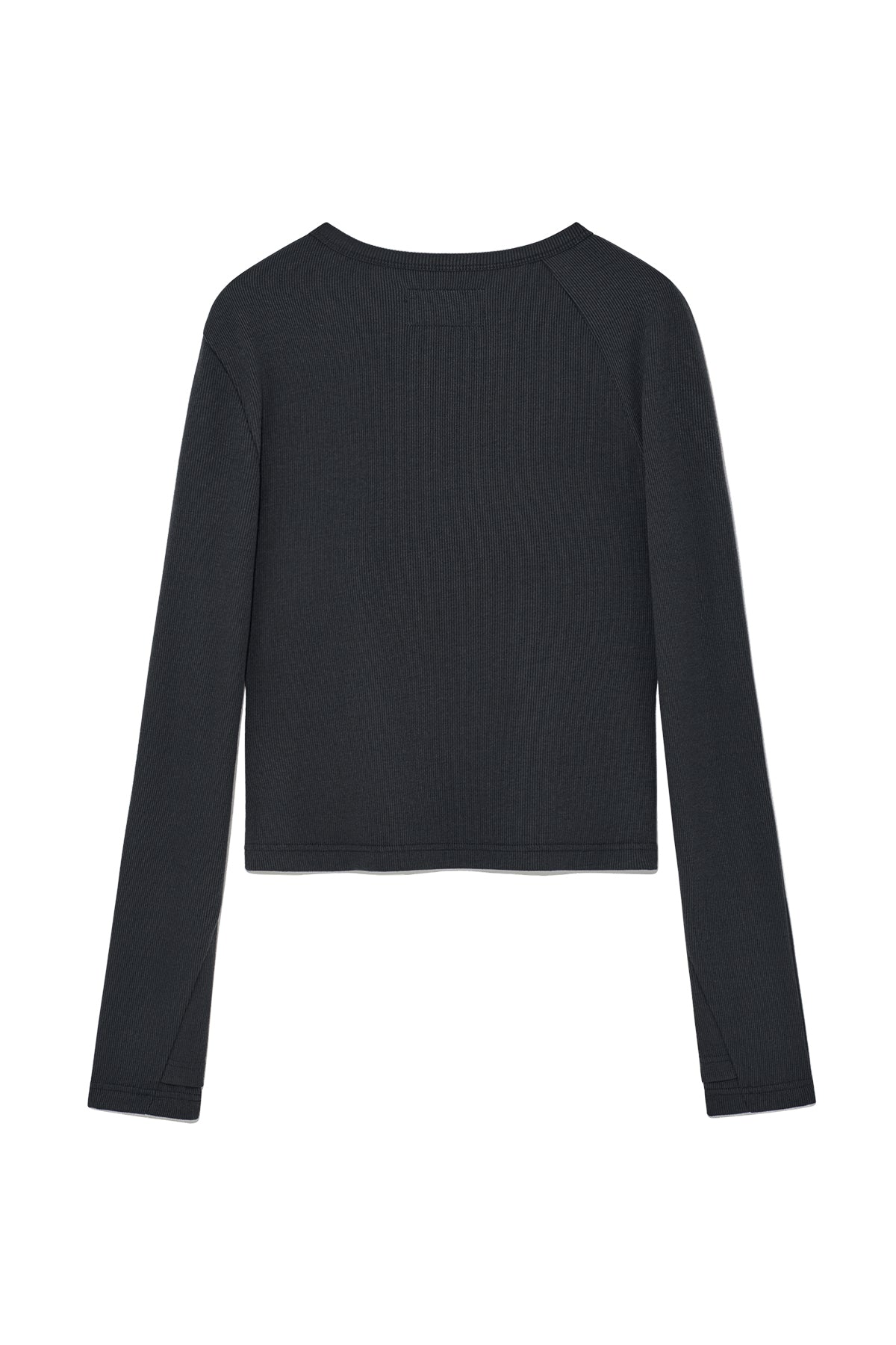 [matinkim] FINGER HOLE LOGO PRINTING TOP IN CHARCOAL