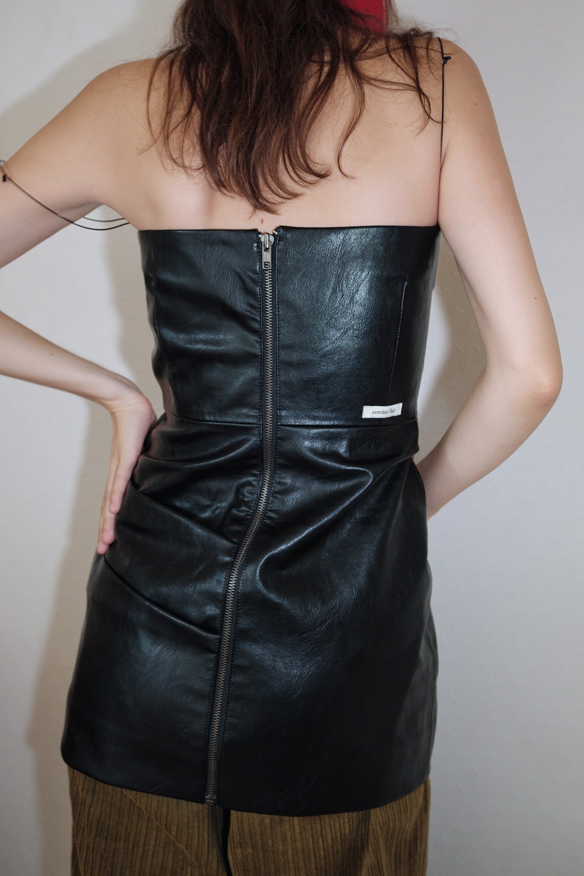 Overdueflair Leather Tube Top Mini Dress Black
