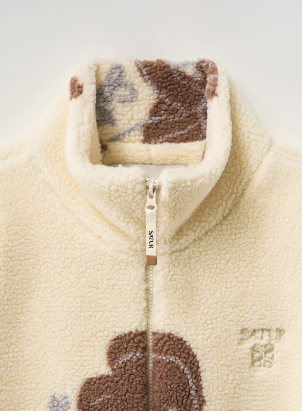 Satur Angel Fleece Zip-up - Cream Brown