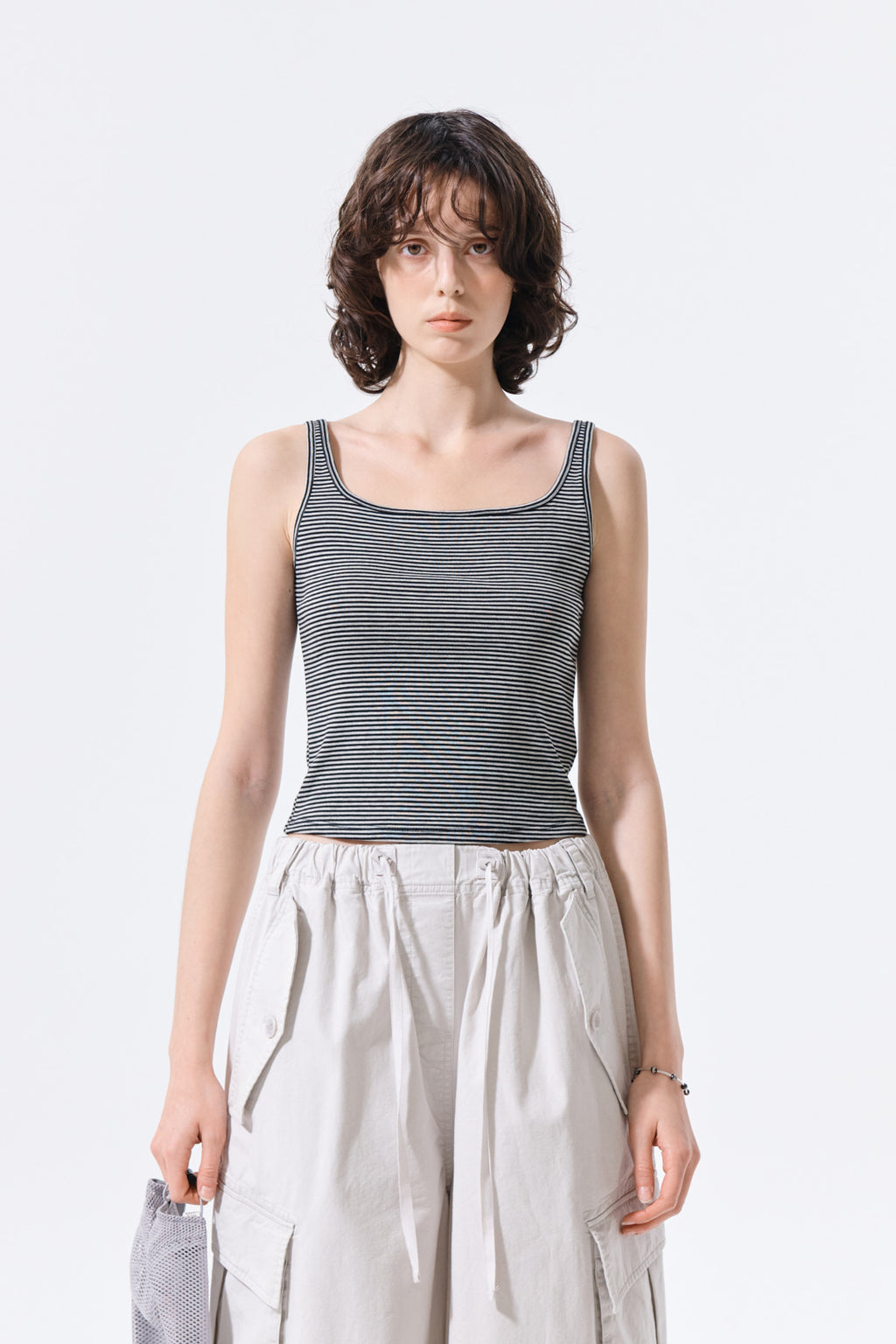 Matinkim Square Neck Cropped Tank Top IN Black