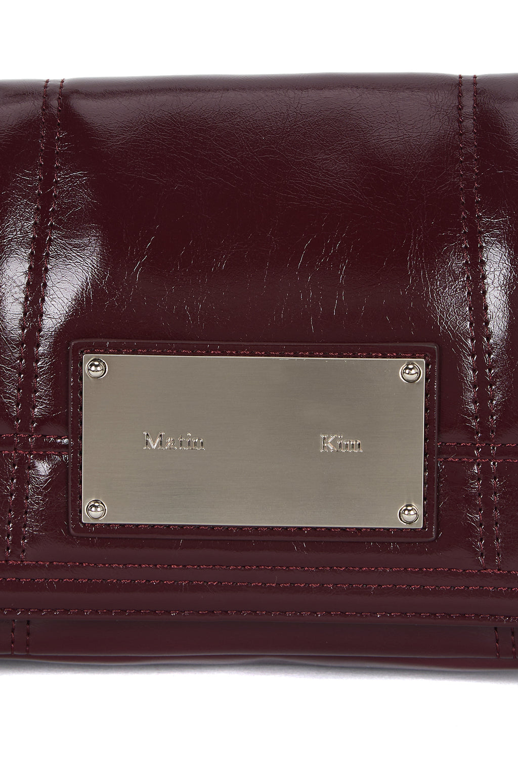 [matinkim] GLOSSY QUILTING SMALL CHAIN BAG IN BURGUNDY