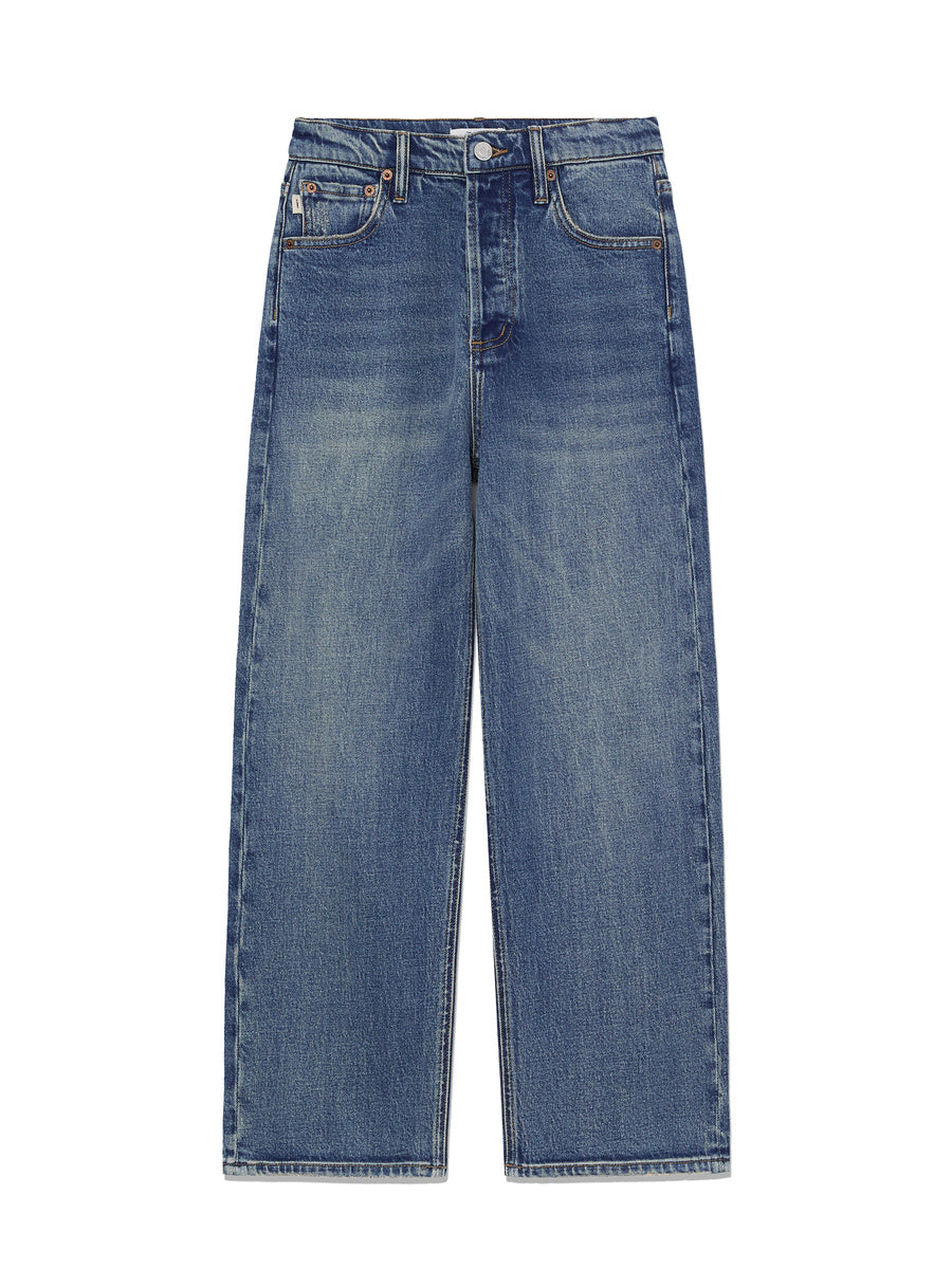 GLOWNY 90s High Rise Wide Leg Jeans (Short) (Ocean Blue)
