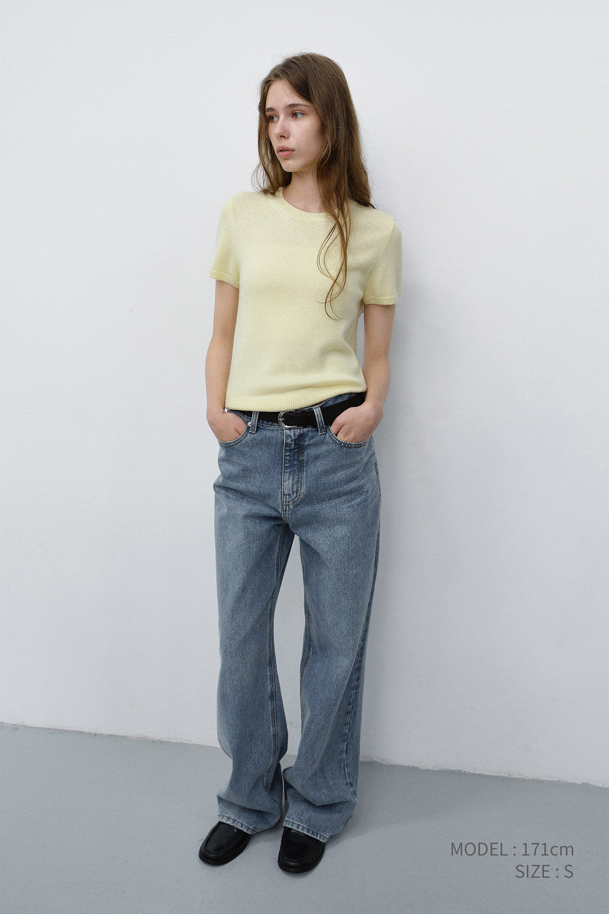 Dunst Half Sleeve Knit Top Lemon Butter