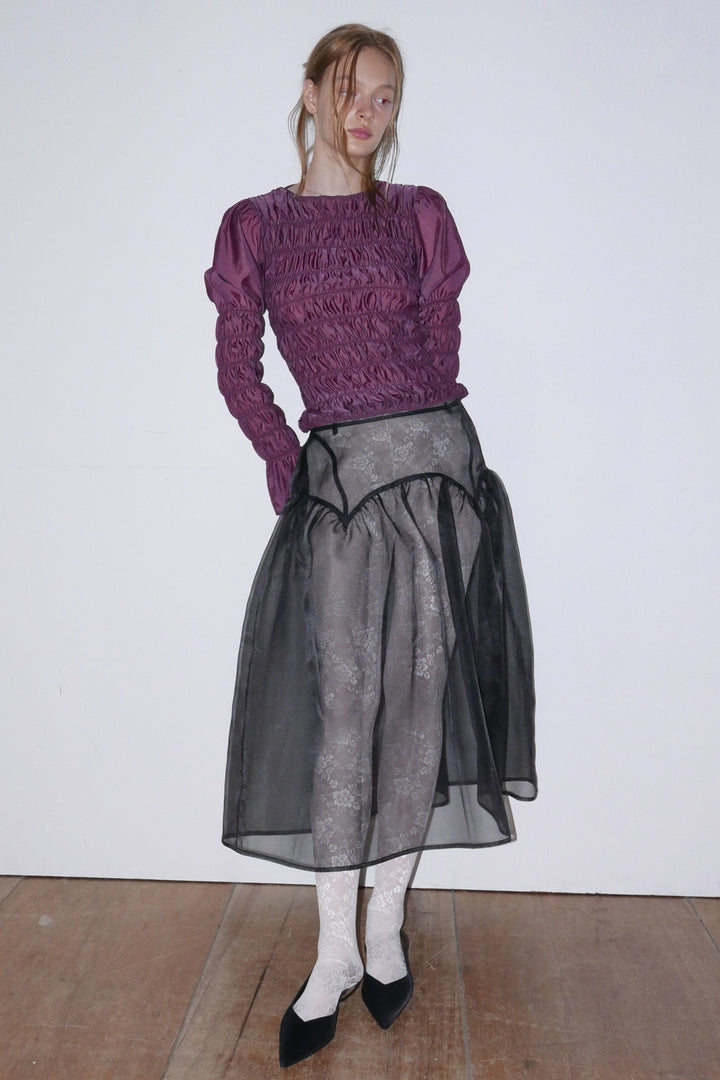 Overdueflair Sheer Layered Long Skirt Black
