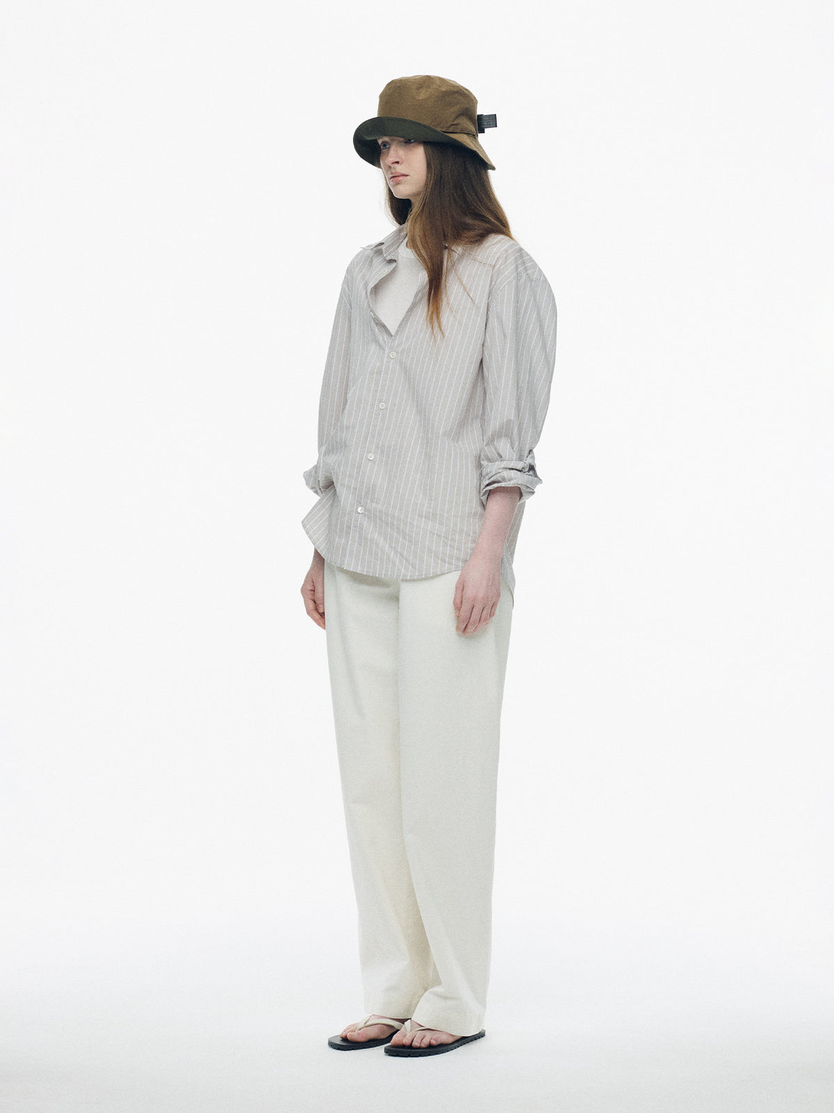 Nothing Written Poplin stripe shirt (Gray, W)