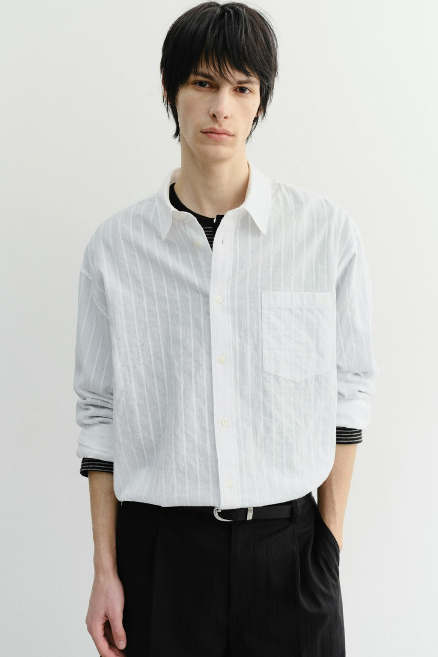 Dunst Unisex Classic Overshirt White Stripe