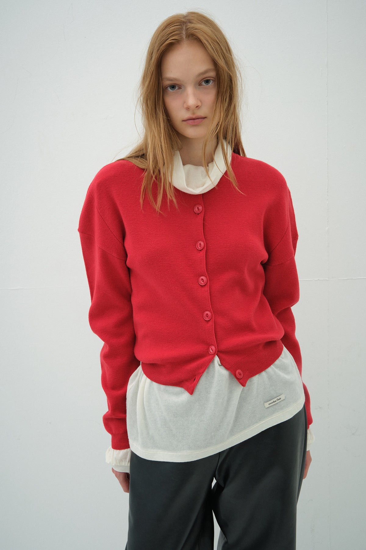 Overdueflair Overdue Curved Cardigan Red