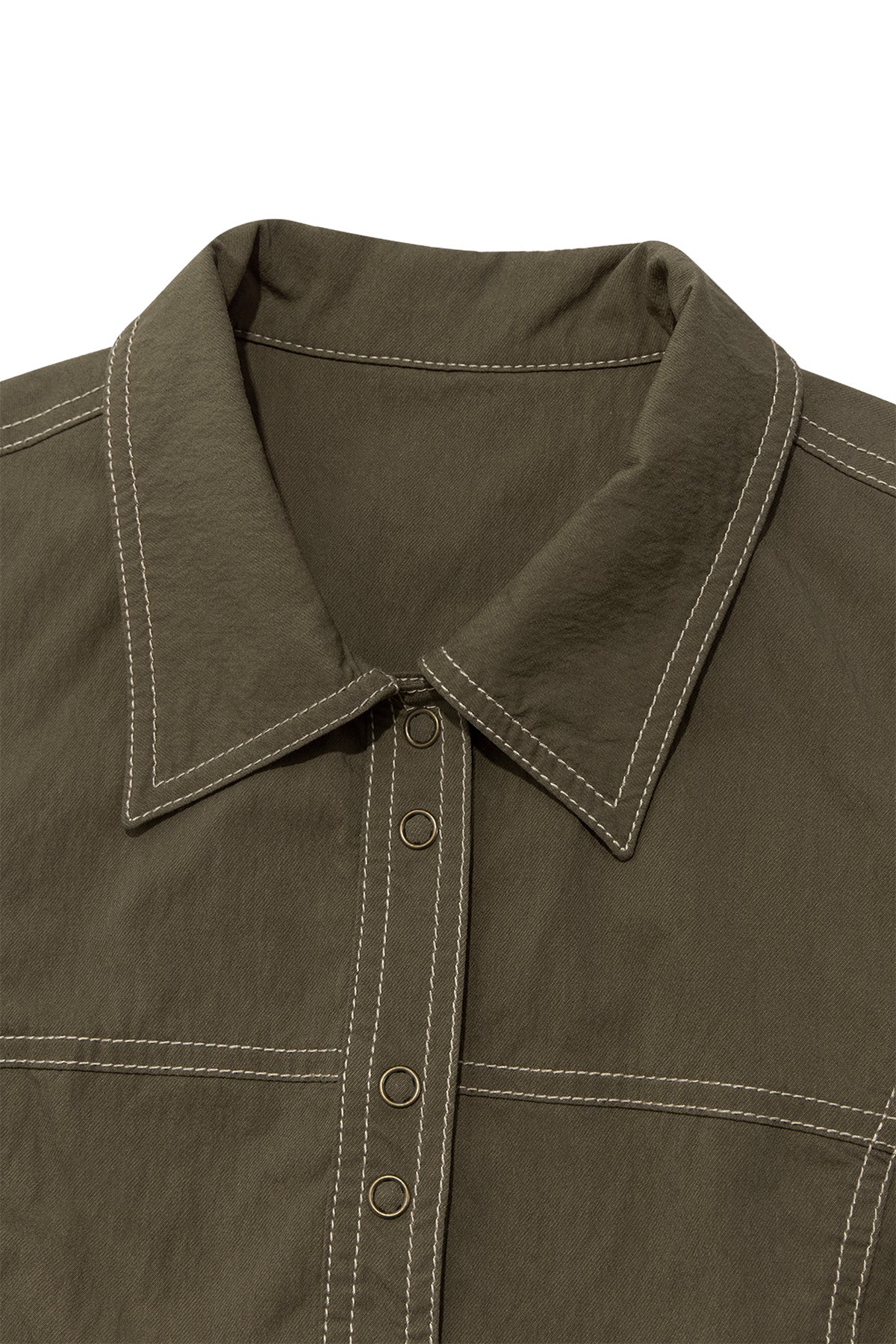 Matinkim Stitch Point Slim Shirket IN Khaki