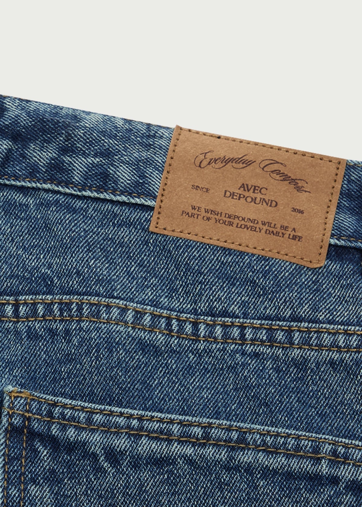 Depound color half denim pants - medium blue