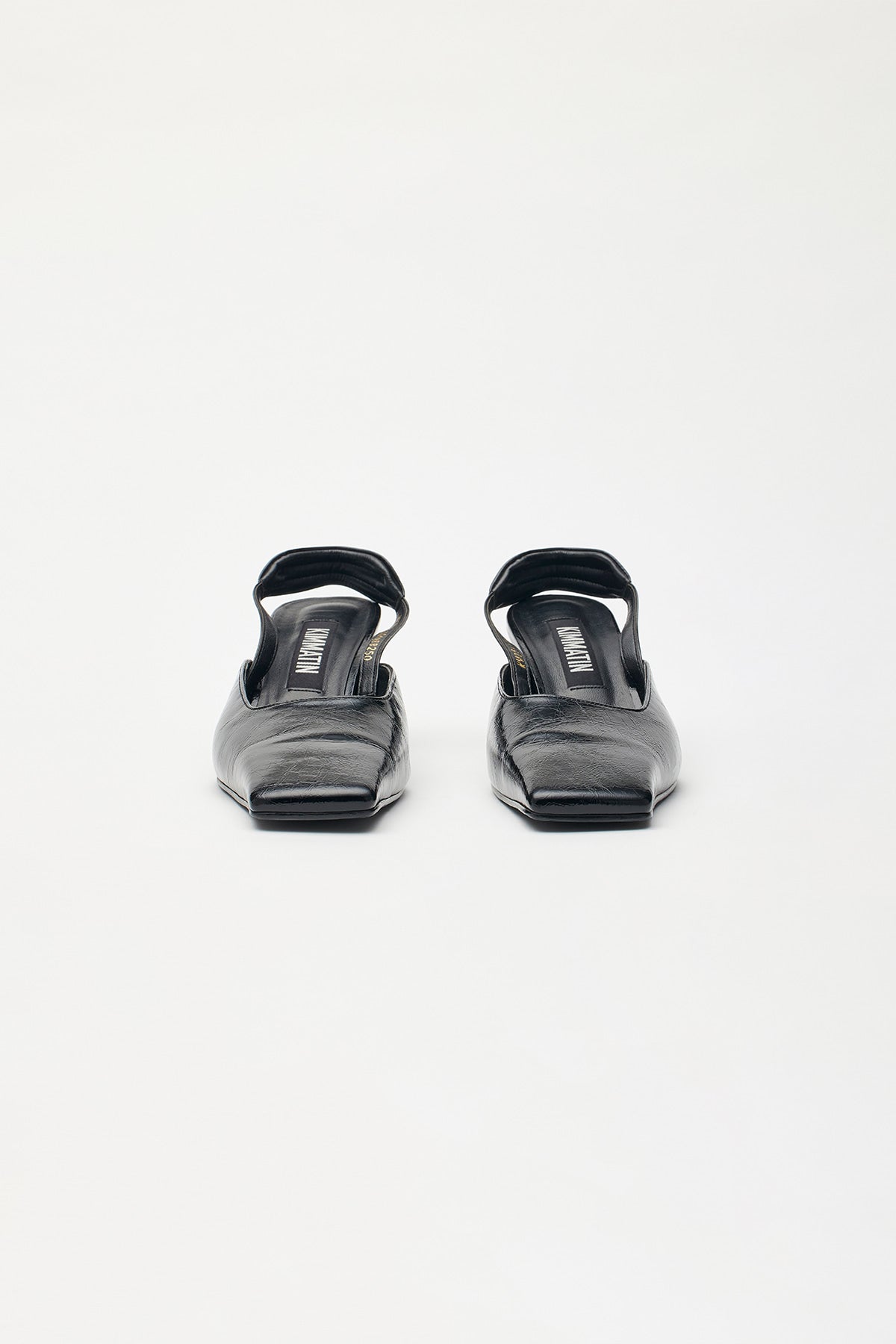 Matinkim Square Toe Sling Back Heels IN Black