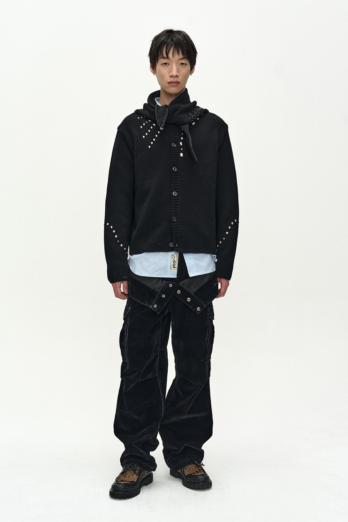 Andersson Bell Flock Velvet Double Waist Wide-Leg Jeans
